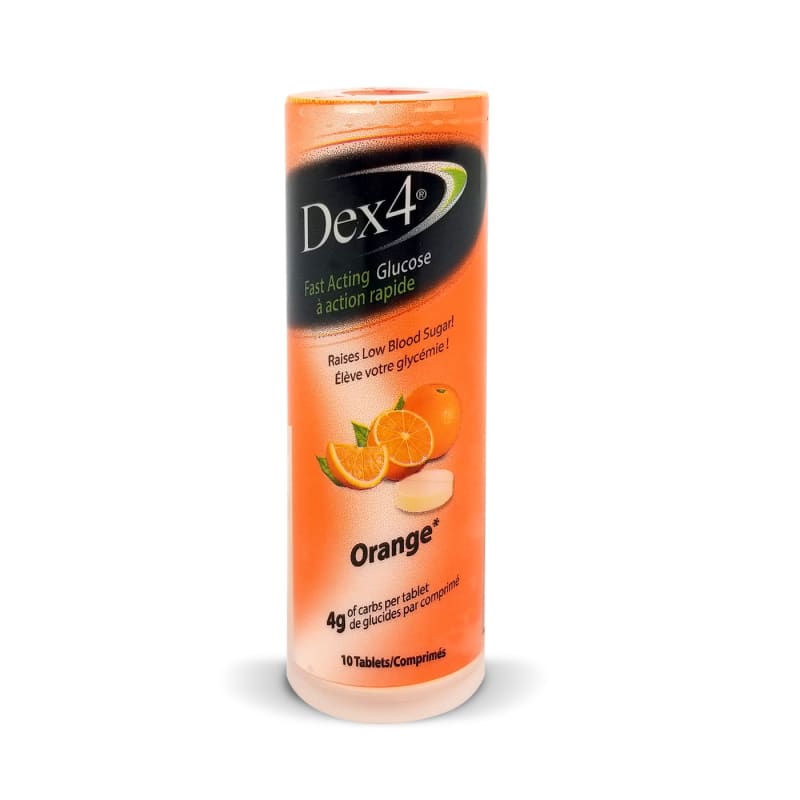 Dex4 Glucose à action rapide, saveur orange, 4 g - 10 comprimés