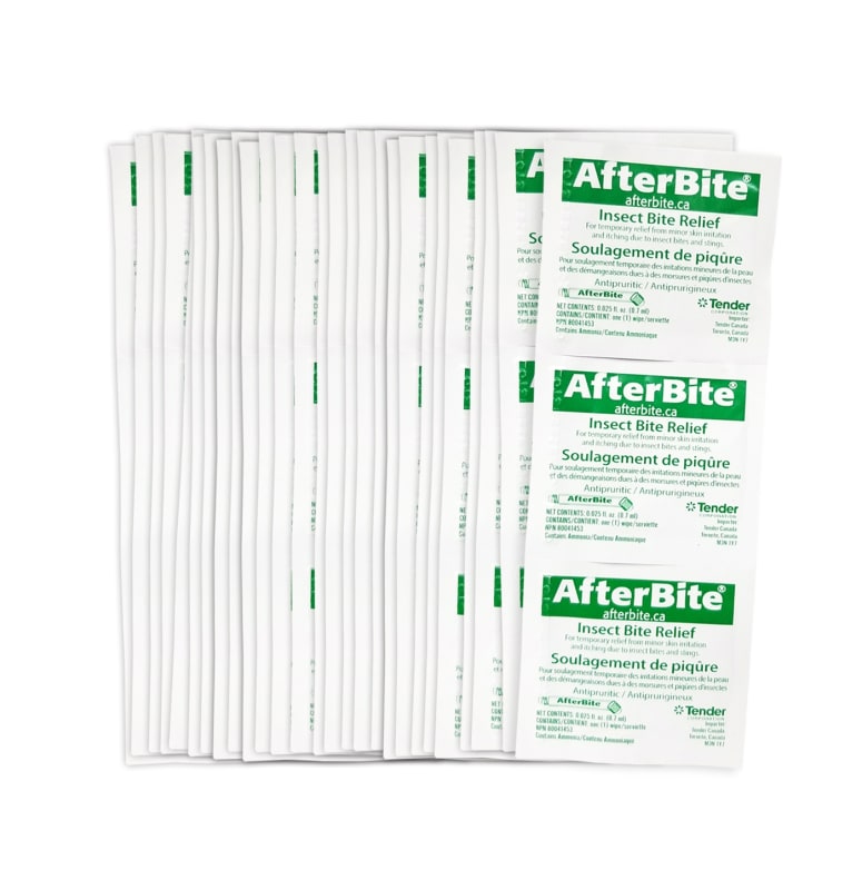 Tampons anti-piqûres d'insectes AfterBite (100) - Date d'expiration : 30-04-2025